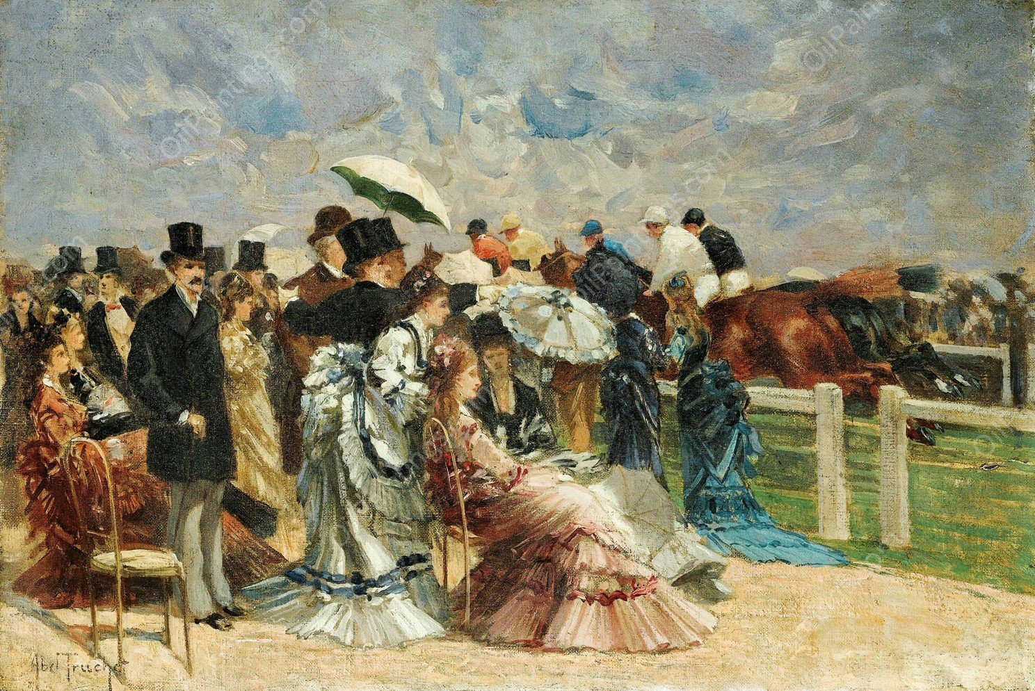 At the races by Louis Abel-Truchet - Hand-Painted Oil Painting Reproduction