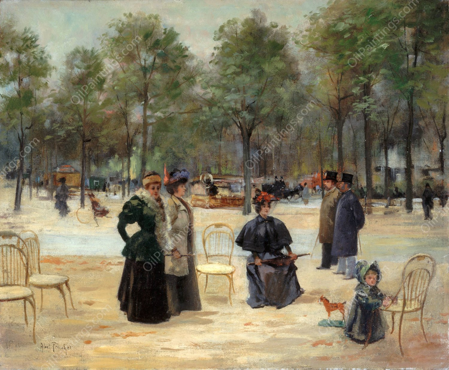 Aux Champs-elysees  by Louis Abel-Truchet - Hand-Painted Oil Painting Reproduction