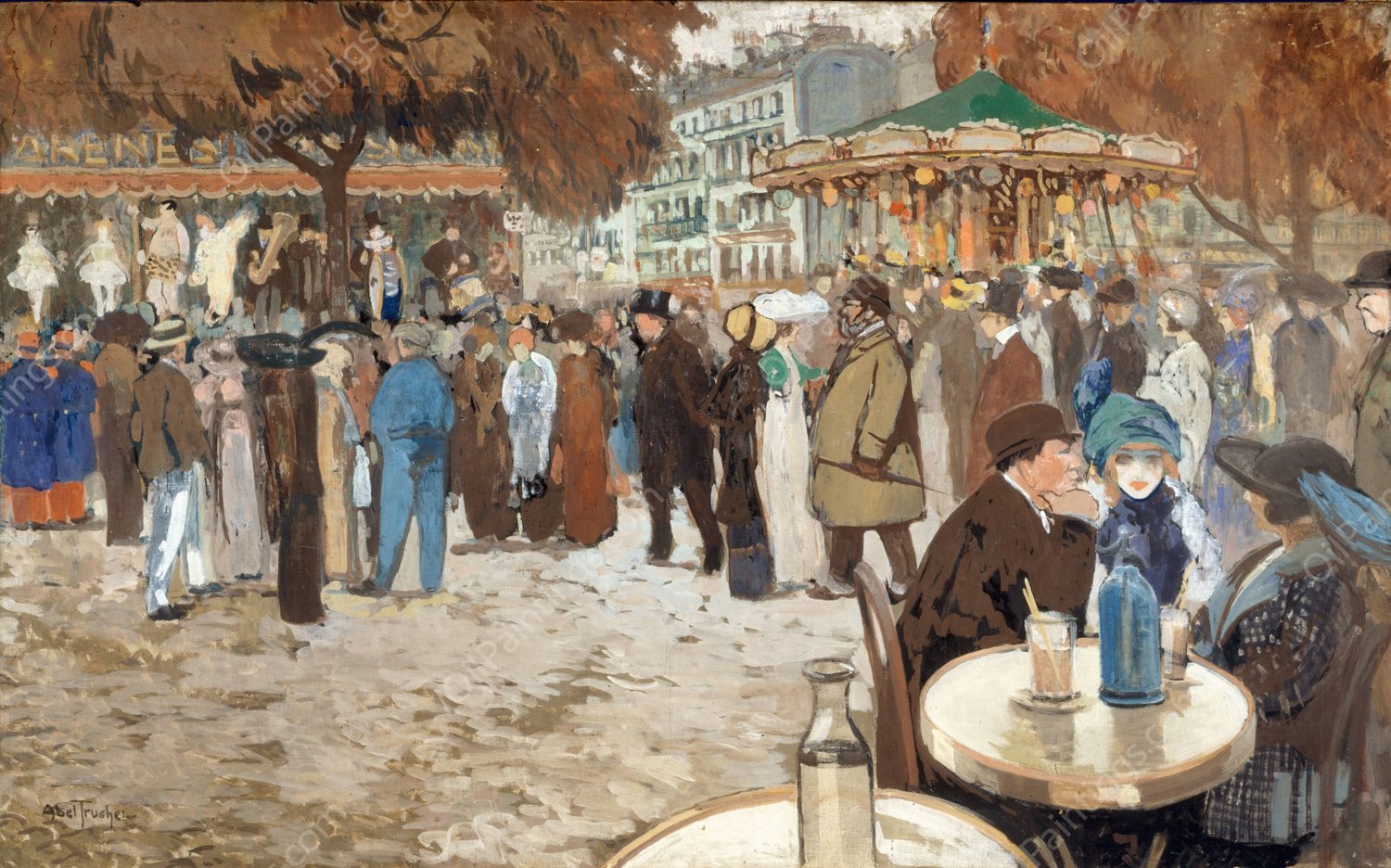 Fete foraine, boulevard de Clichy  by Louis Abel-Truchet - Hand-Painted Oil Painting Reproduction