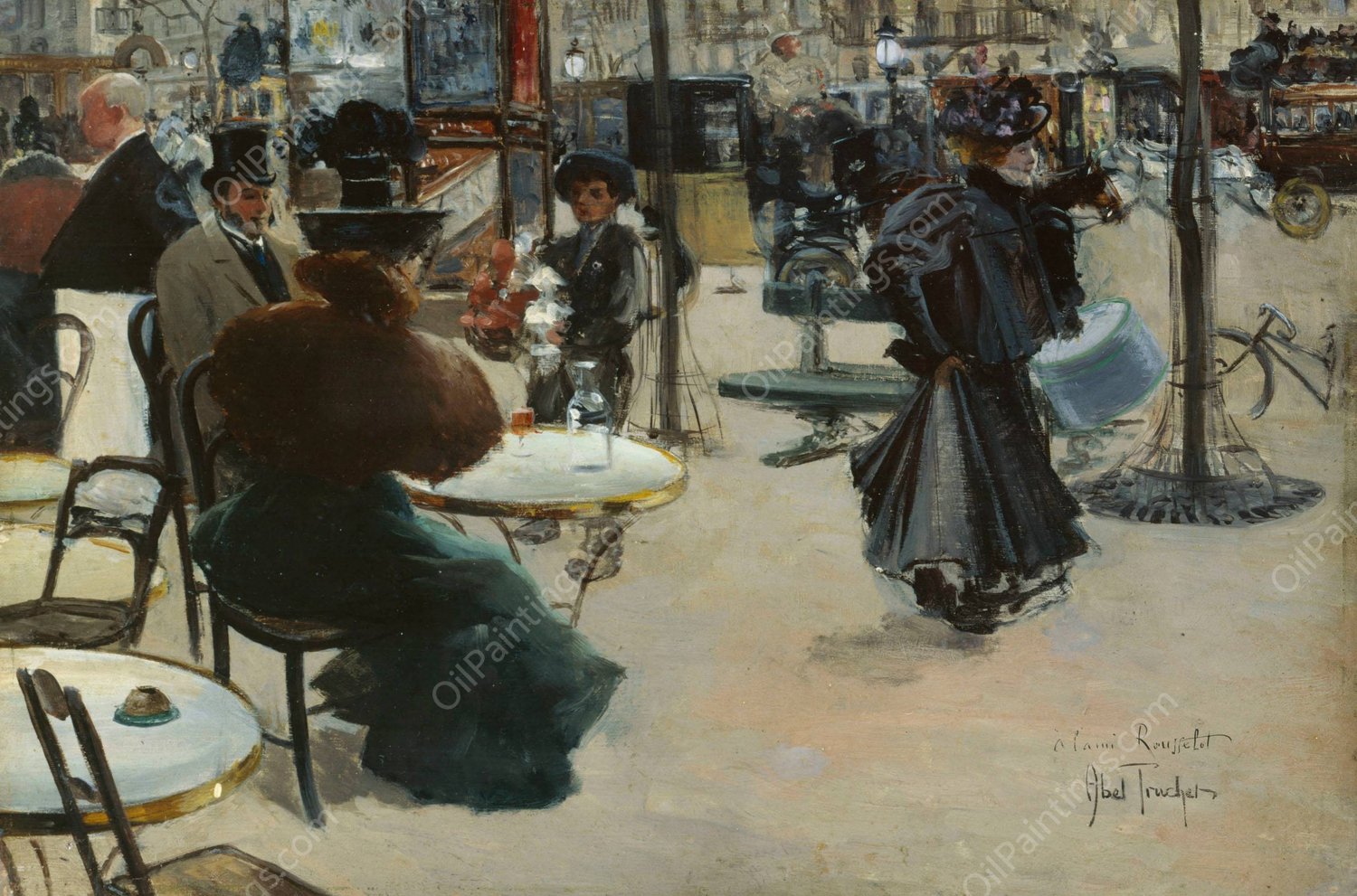 Scene de rue, dit aussi Terrasse d'un cafe  by Louis Abel-Truchet - Hand-Painted Oil Painting Reproduction