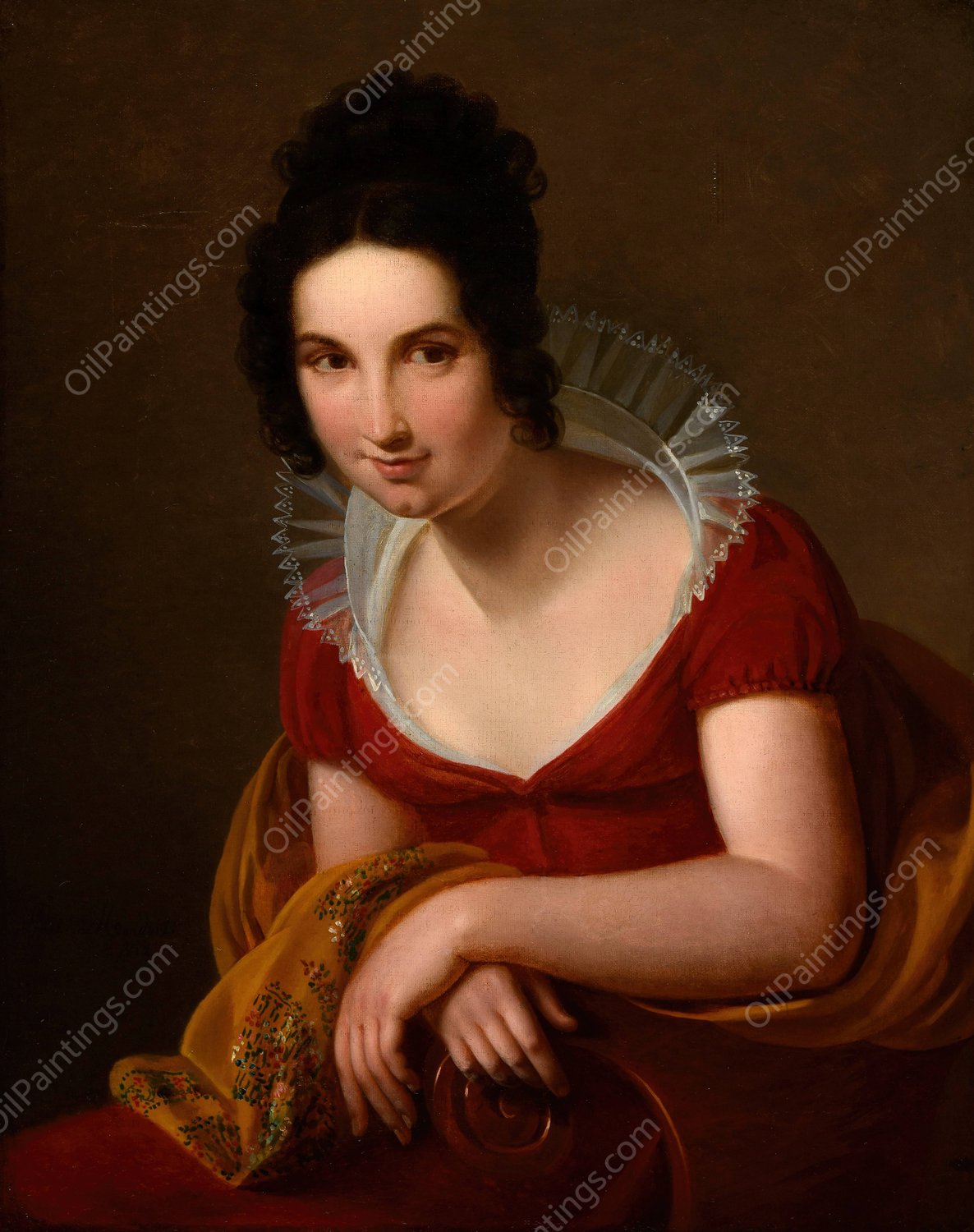 Portrait de femme anonyme  by Louise Marie Jeanne Hersent - Hand-Painted Oil Painting Reproduction