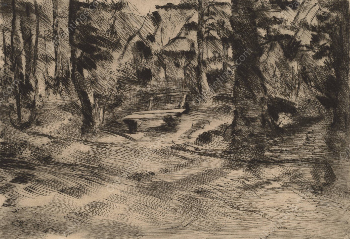 Bench in the Woods II  by Lovis Corinth - Hand-Painted Oil Painting Reproduction