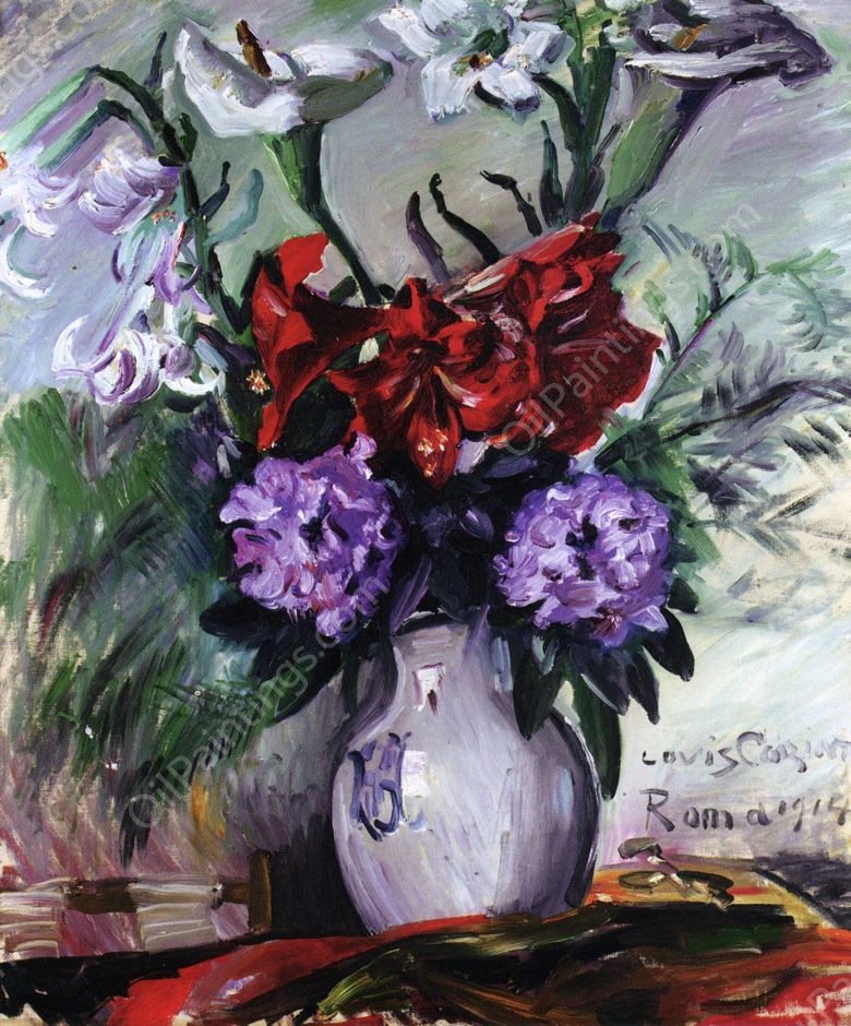 Roman Flowers in a Jug by Lovis Corinth - Hand-Painted Oil Painting Reproduction