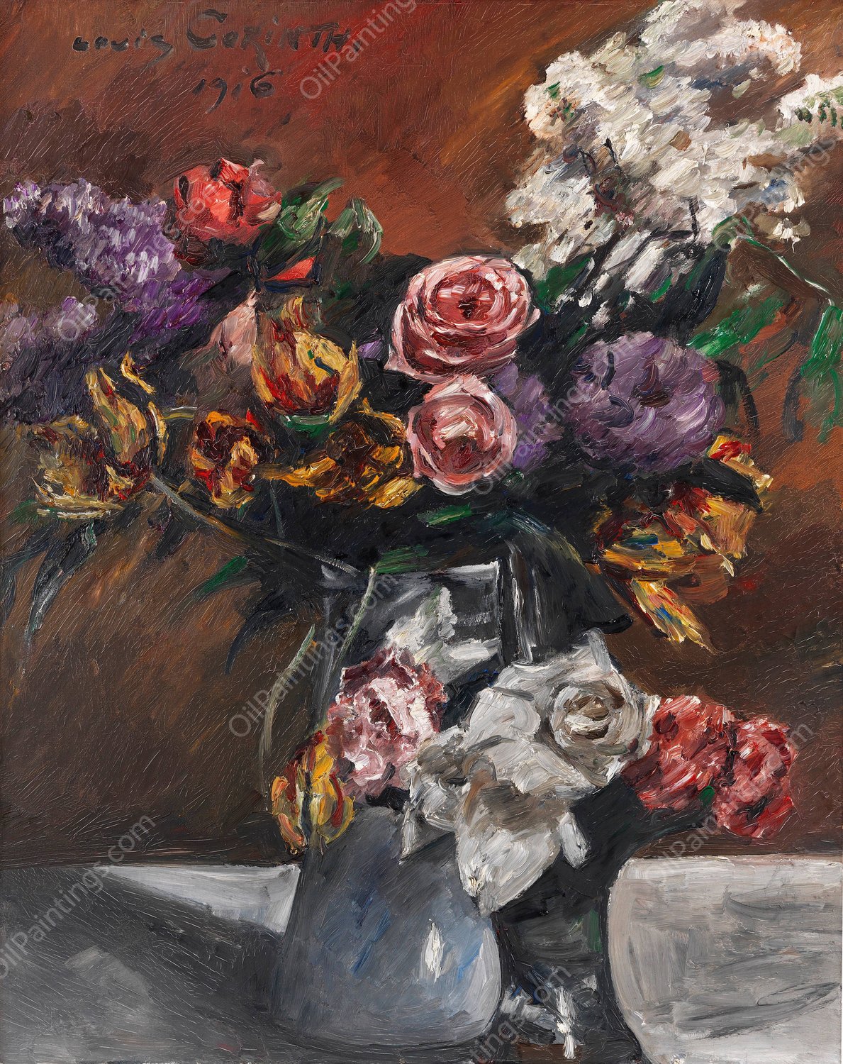 Rosen, Tulpen und Flieder  by Lovis Corinth - Hand-Painted Oil Painting Reproduction