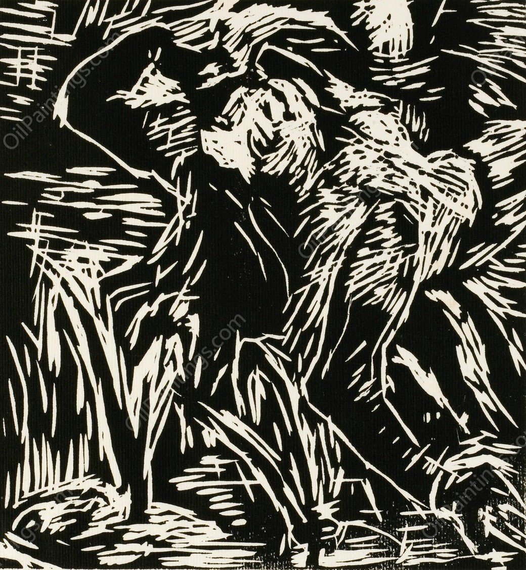 Ruckwarts gebeugter, weiblicher Akt  by Lovis Corinth - Hand-Painted Oil Painting Reproduction