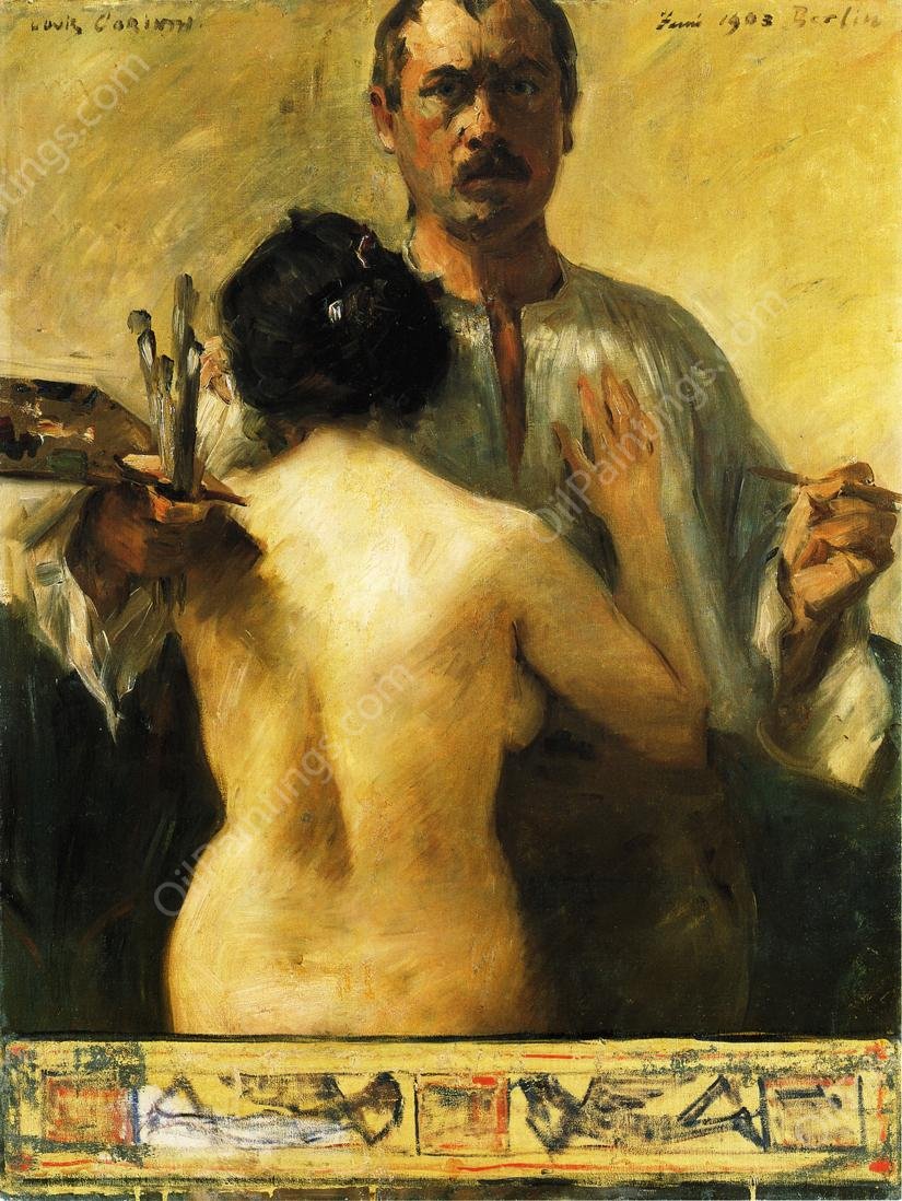 Self Portrait with Model by Lovis Corinth - Hand-Painted Oil Painting Reproduction