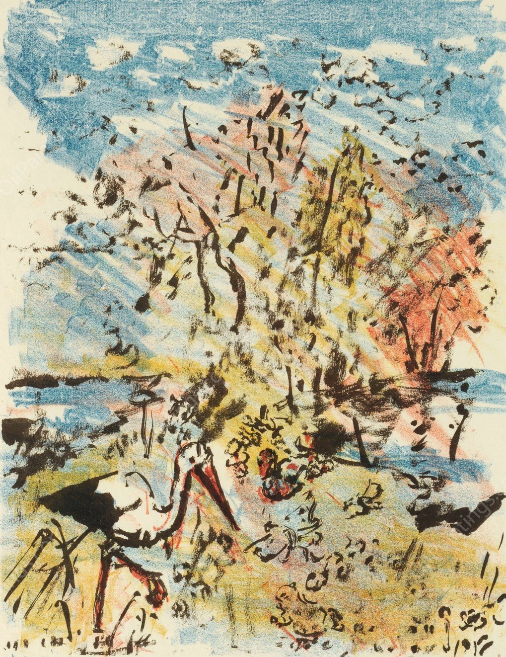 Wiese mit Storch und Frosch  by Lovis Corinth - Hand-Painted Oil Painting Reproduction