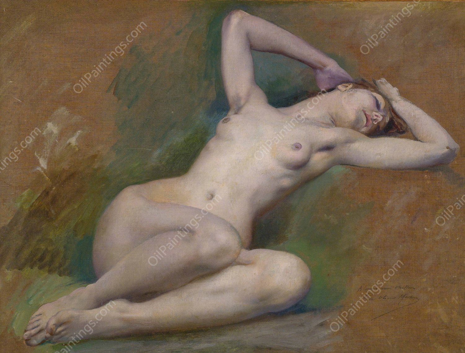 Study For The Figure Of 'spring' at L'opera Comique, Paris by Luc-Olivier Merson - Hand-Painted Oil Painting Reproduction