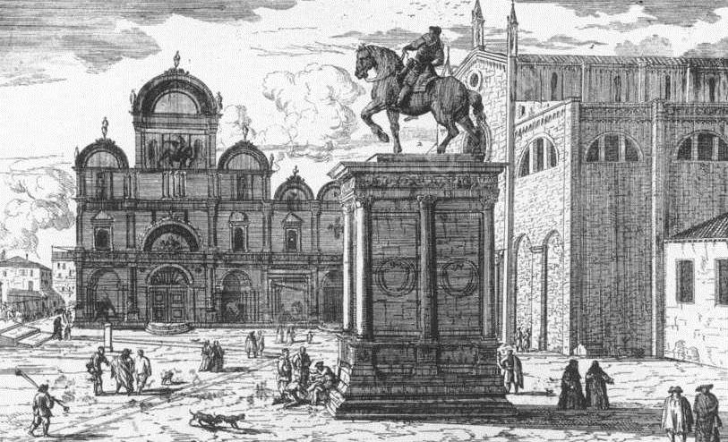 Santi Giovanni e Paolo and the Scuola di San Marco by Luca Carlevaris - Hand-Painted Oil Painting Reproduction