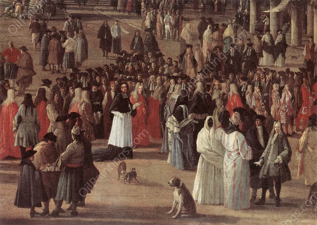 The Reception of Cardinal Cesar d'Estrees Detail by Luca Carlevaris - Hand-Painted Oil Painting Reproduction