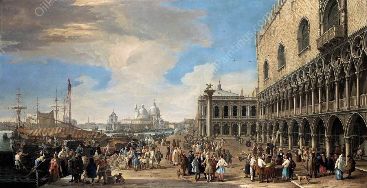 Venice: A View of the Molo by Luca Carlevaris - Hand-Painted Oil Painting Reproduction