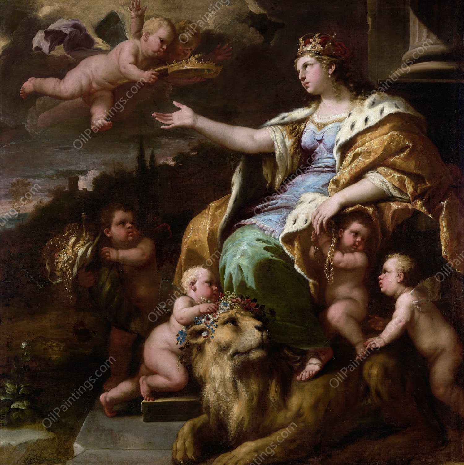 Allegory of Magnanimity  by Luca Giordano - Hand-Painted Oil Painting Reproduction