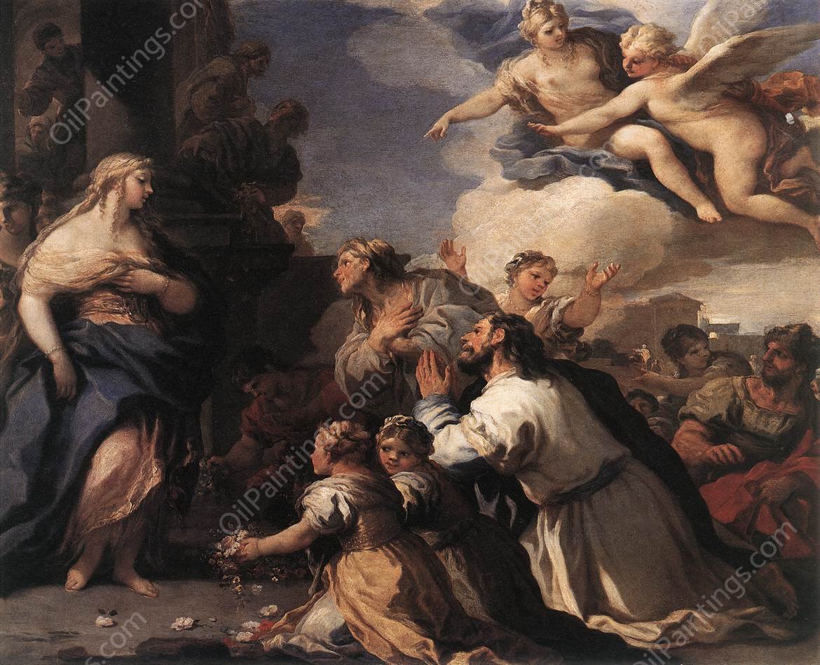 Psyche Honoured by the People by Luca Giordano - Hand-Painted Oil Painting Reproduction