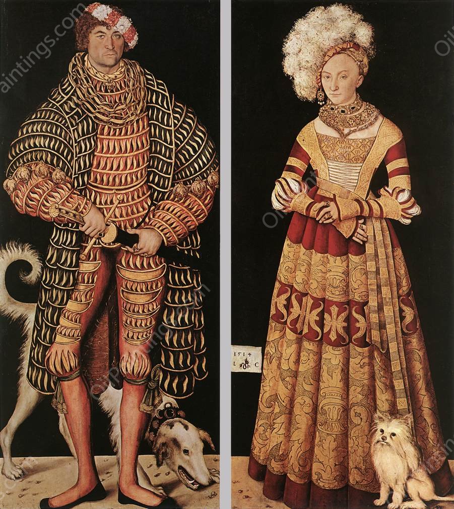 Portraits of Henry the Pious, Duke of Saxony and His Wife Katharina by Lucas Cranach The Elder - Hand-Painted Oil Painting Reproduction