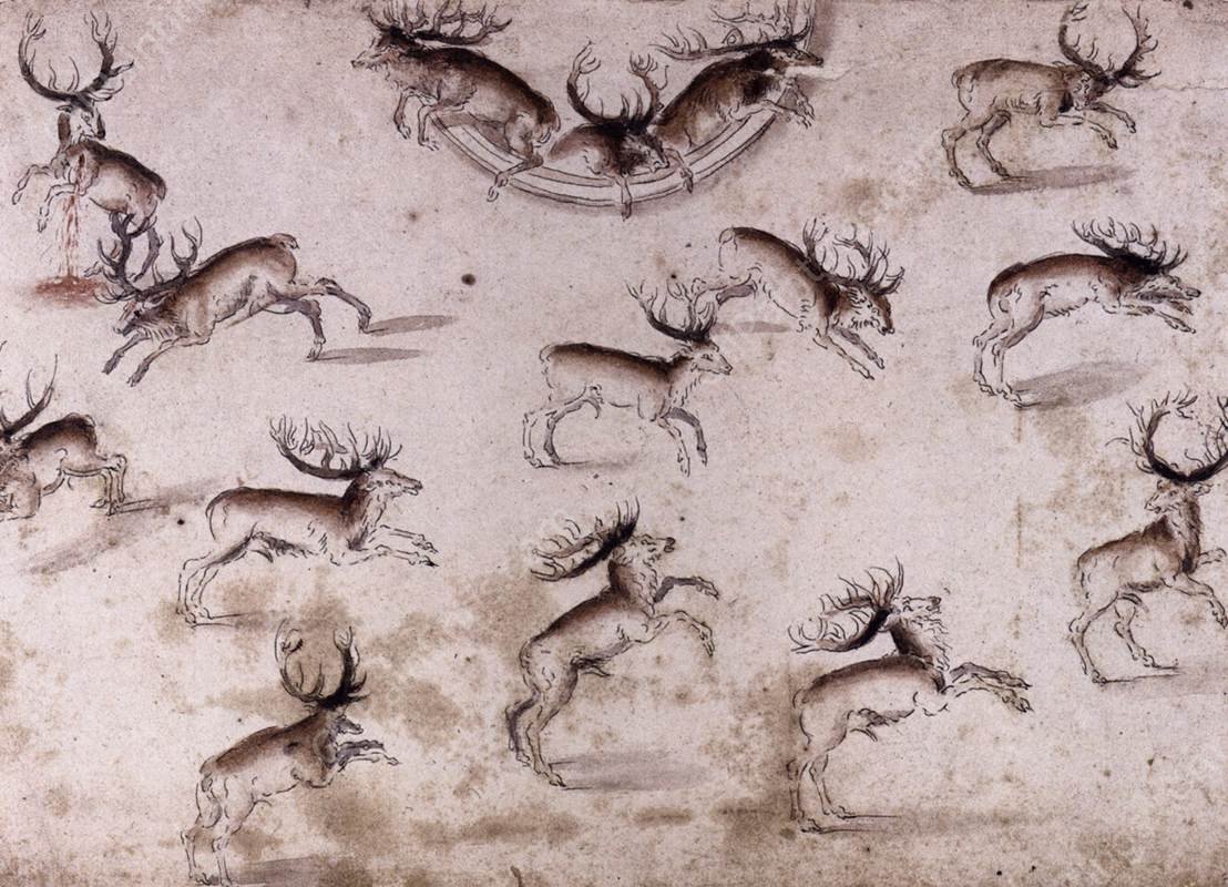 Study for a Wall Decoration with Stags by Lucas Cranach The Younger - Hand-Painted Oil Painting Reproduction