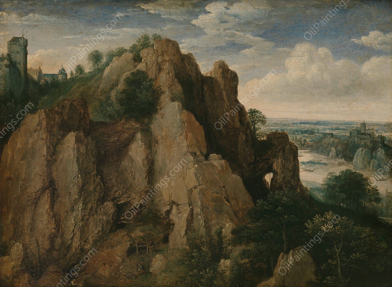Mountainous landscape  by Lucas Van Valckenborch - Hand-Painted Oil Painting Reproduction