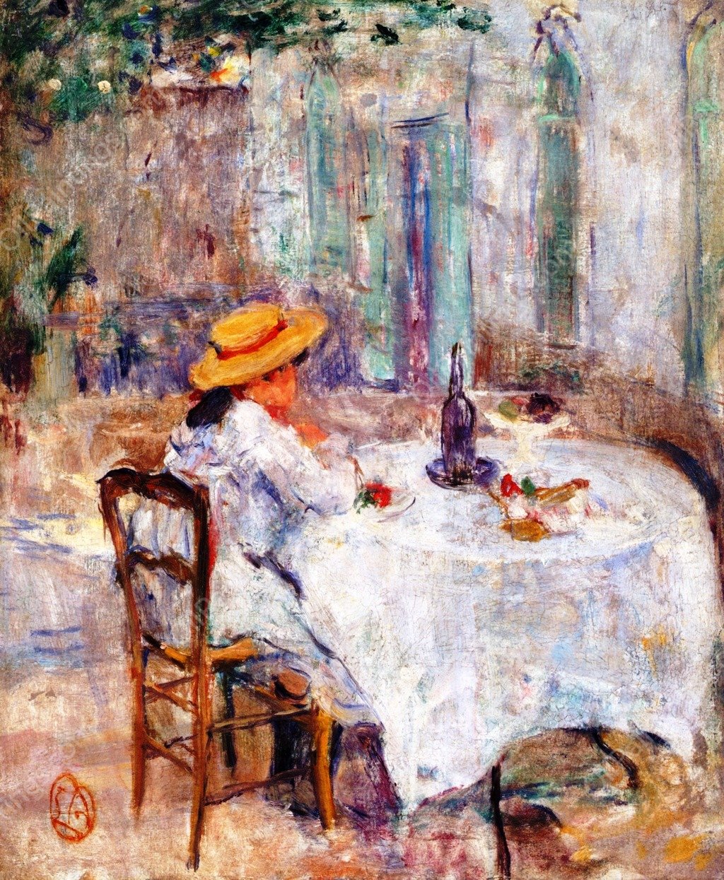 Breakfast in Provence by Lucien Abrams - Hand-Painted Oil Painting Reproduction