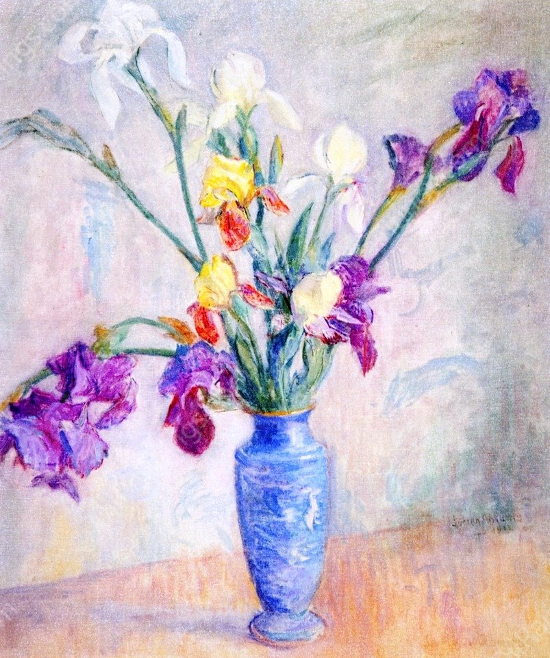 Irises by Lucien Abrams - Hand-Painted Oil Painting Reproduction