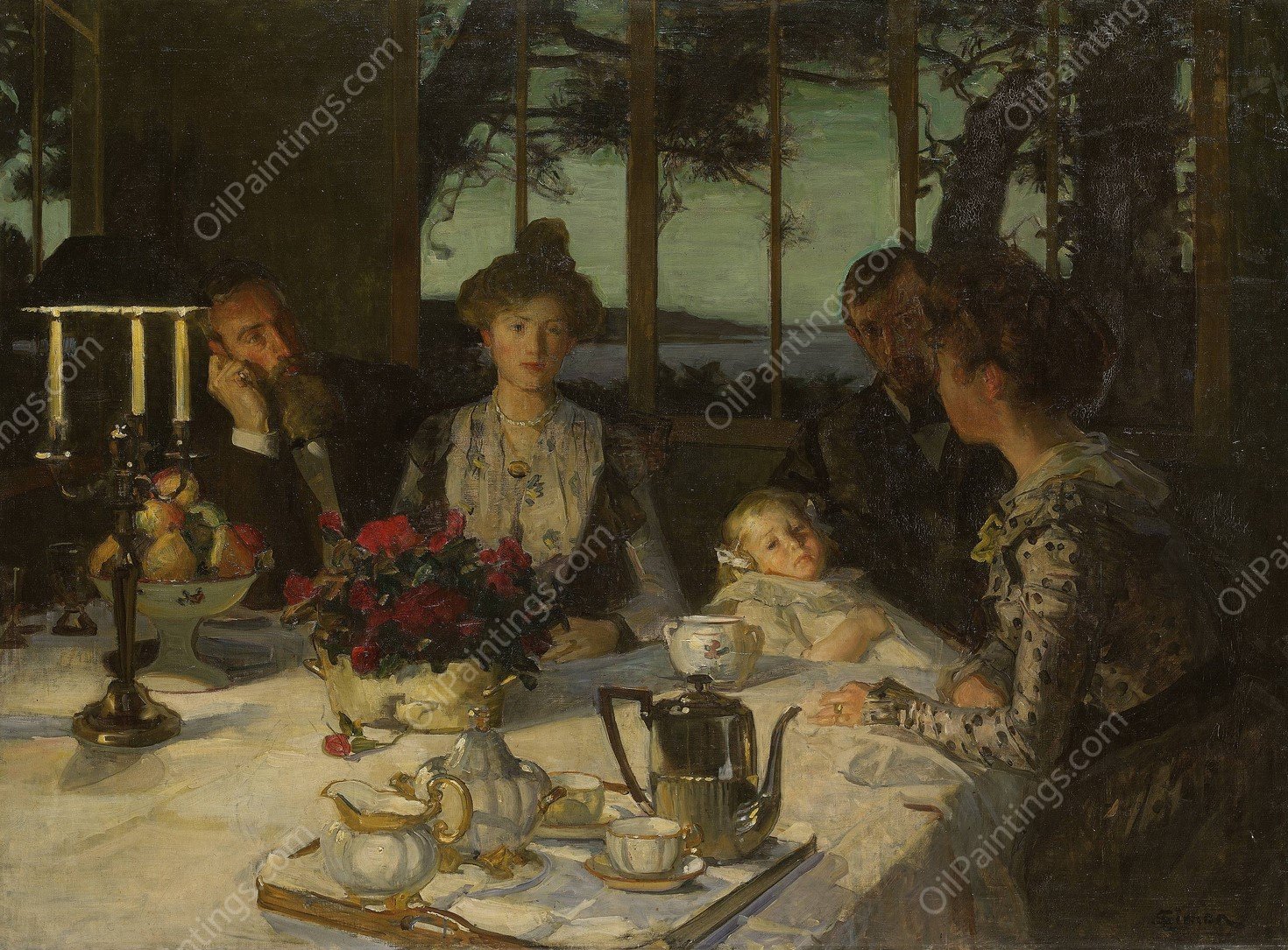 Talking in the Twilight by Lucien Simon - Hand-Painted Oil Painting Reproduction