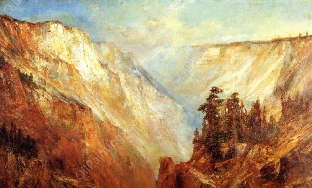 Grand Canyon of the Yellowstone River by Lucien Whiting Powell - Hand-Painted Oil Painting Reproduction