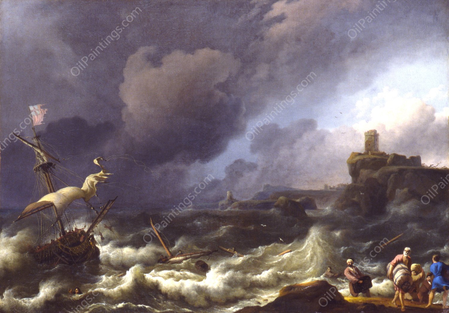 The Storm by Ludolf Backhuysen (Follower) - Hand-Painted Oil Painting Reproduction