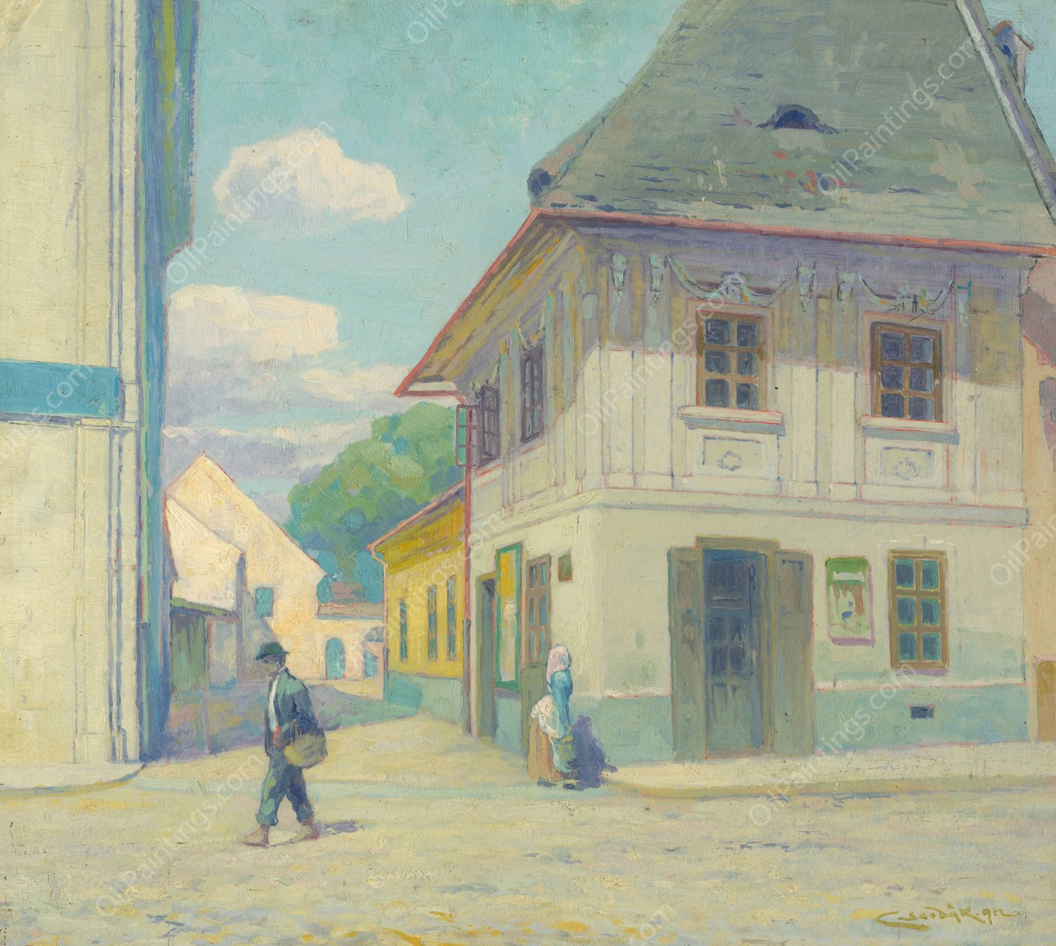 House on Masiarska street in Kosice  by Ludovit Cordak - Hand-Painted Oil Painting Reproduction
