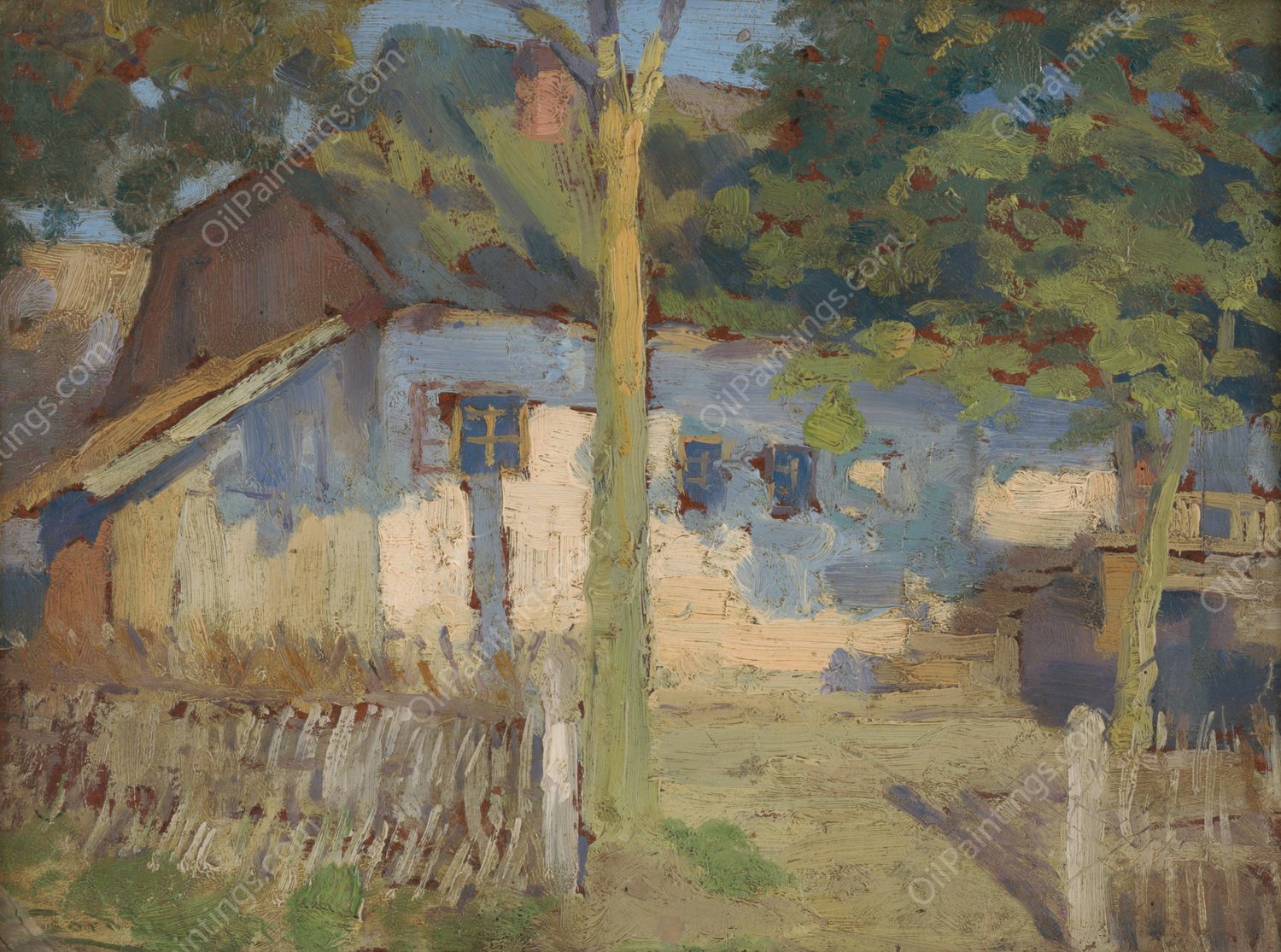 In front of the house  by Ludovit Cordak - Hand-Painted Oil Painting Reproduction