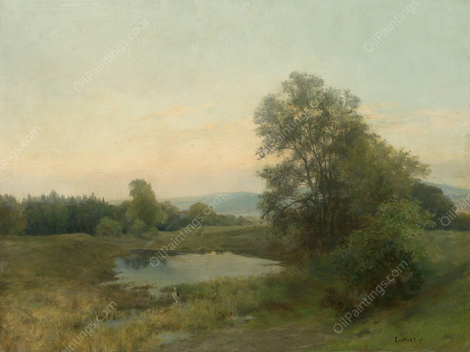 Landscape with a swamp  by Ludovit Cordak - Hand-Painted Oil Painting Reproduction