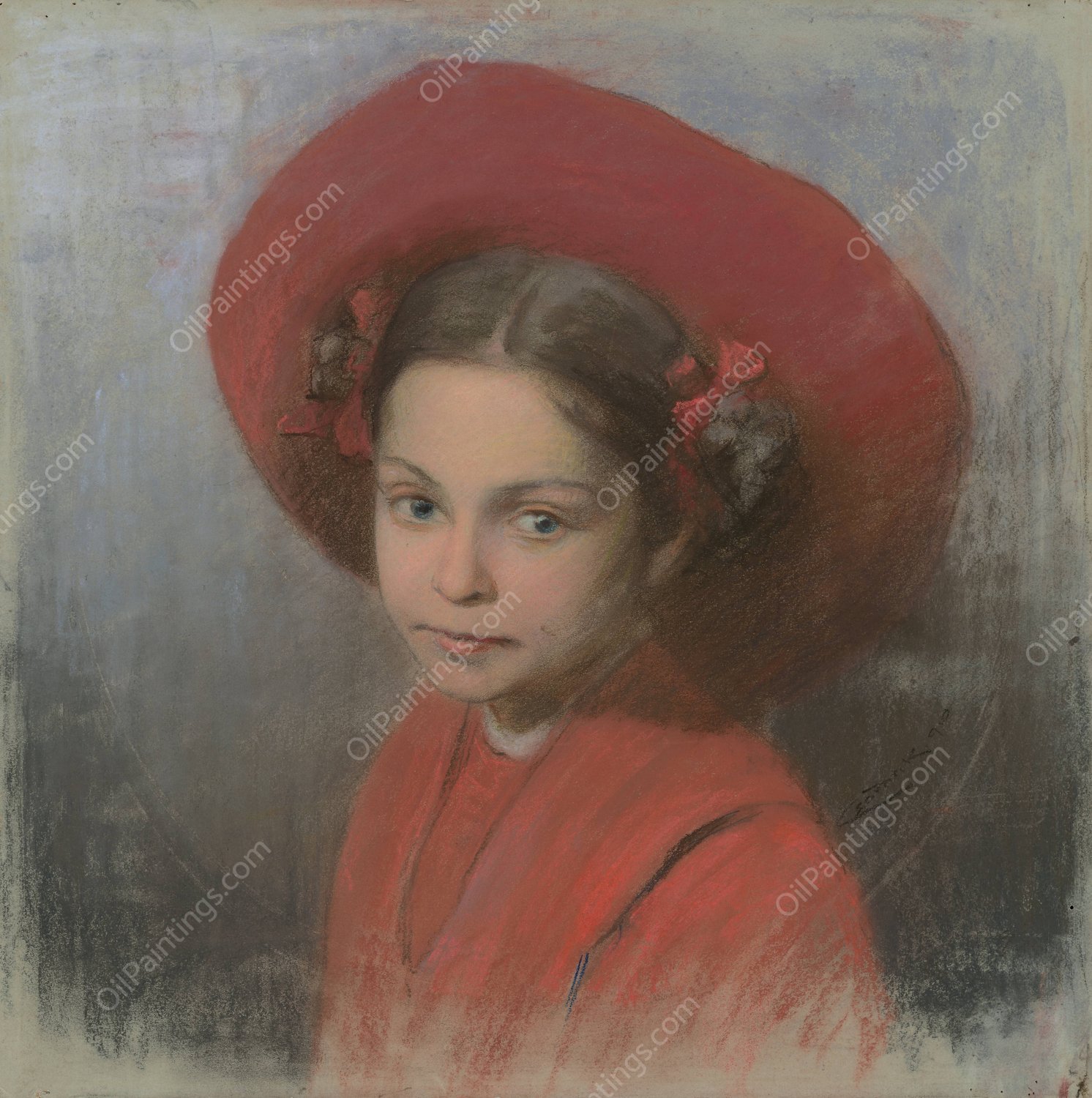 Portrait of Artist's Daughter Georgina  by Ludovit Cordak - Hand-Painted Oil Painting Reproduction
