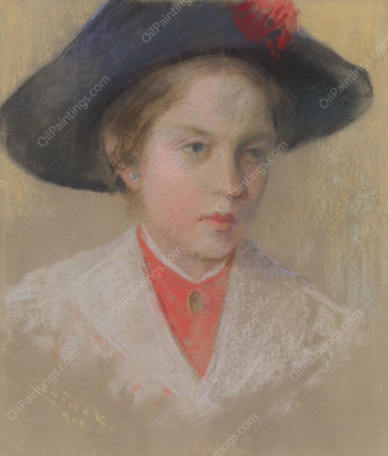 Portrait of Artist's Daughter Palma  by Ludovit Cordak - Hand-Painted Oil Painting Reproduction