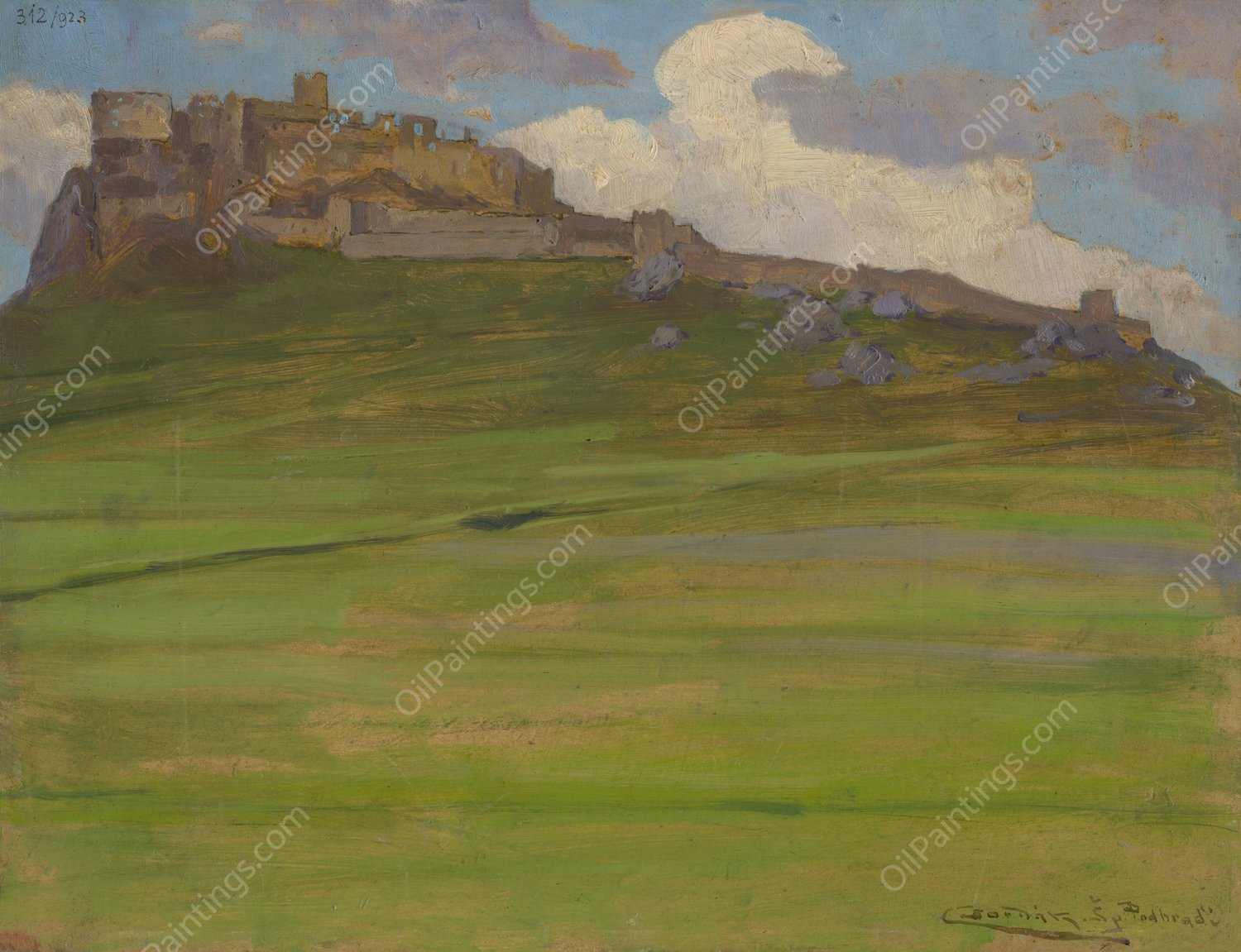 Spissky hrad  by Ludovit Cordak - Hand-Painted Oil Painting Reproduction
