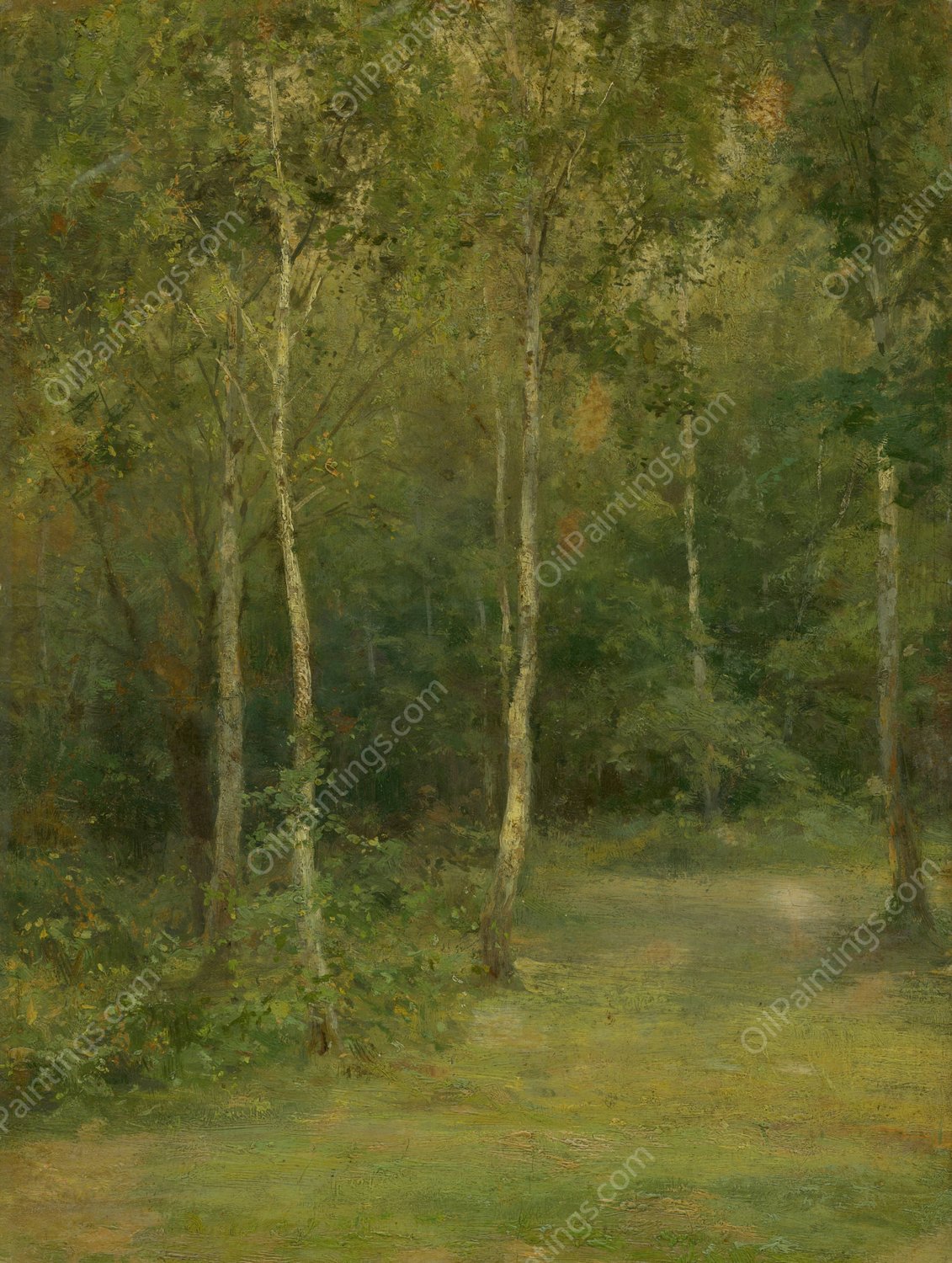 Wooded Landscape with Little Birches  by Ludovit Cordak - Hand-Painted Oil Painting Reproduction