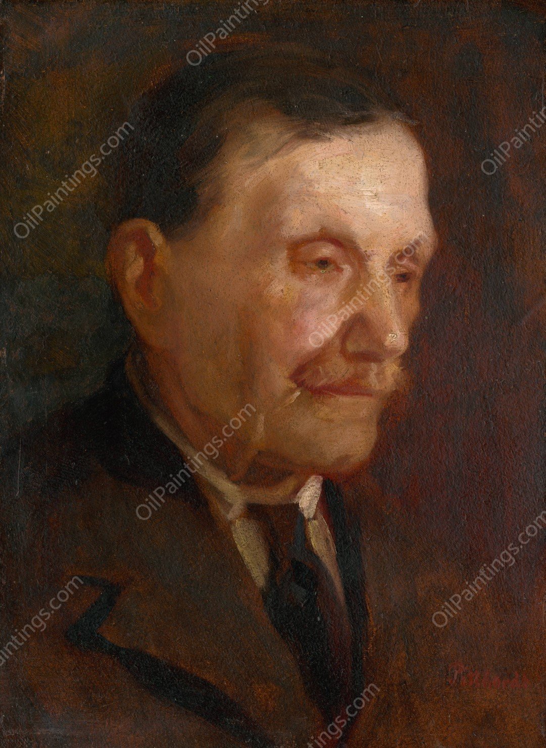 Head of an Old Man  by Ludovit Pitthordt - Hand-Painted Oil Painting Reproduction