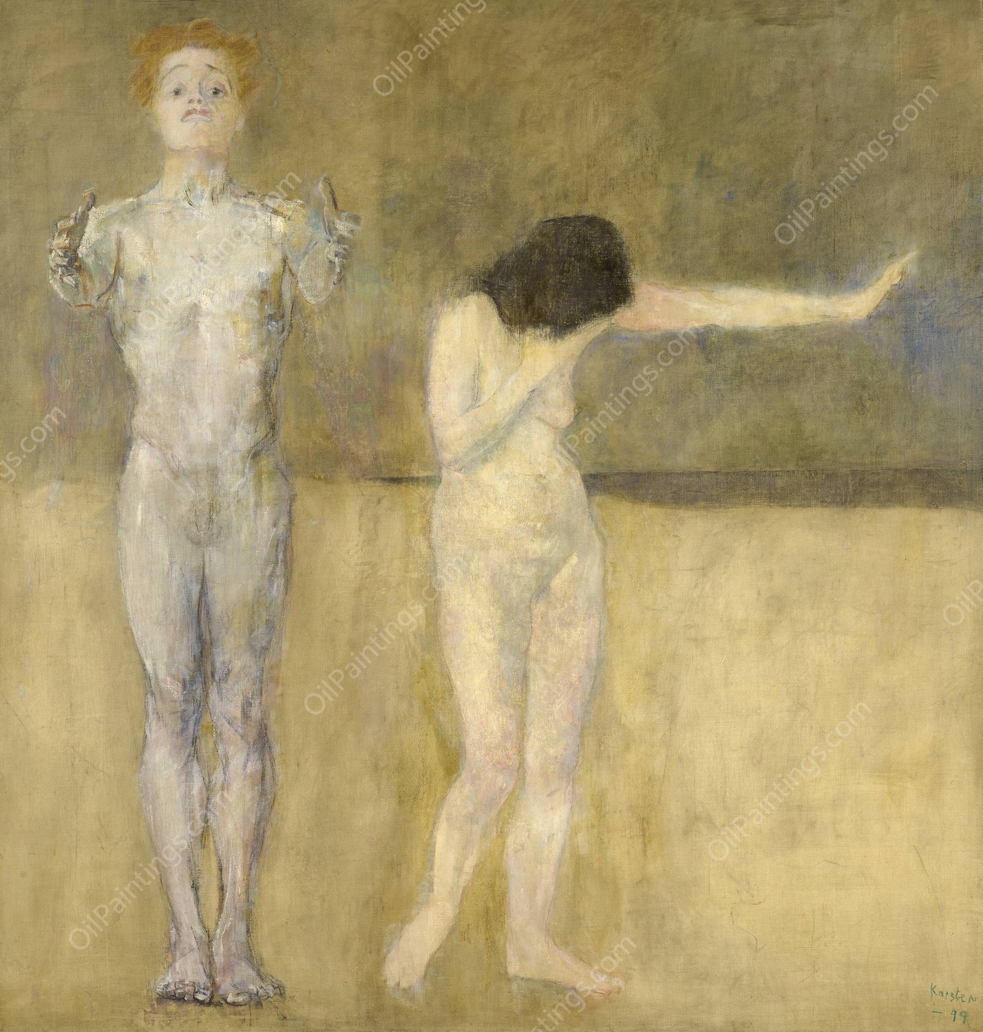 Adam and Eve  by Ludvig Karsten - Hand-Painted Oil Painting Reproduction