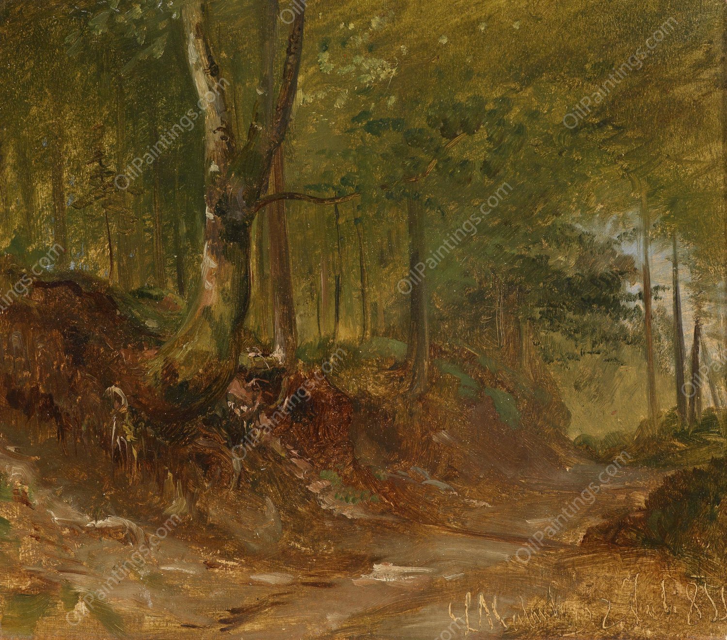 Waldweg  by Ludwig Halauska - Hand-Painted Oil Painting Reproduction