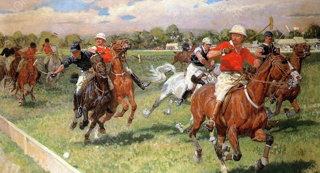 The Polo Game by Ludwig Koch - Hand-Painted Oil Painting Reproduction