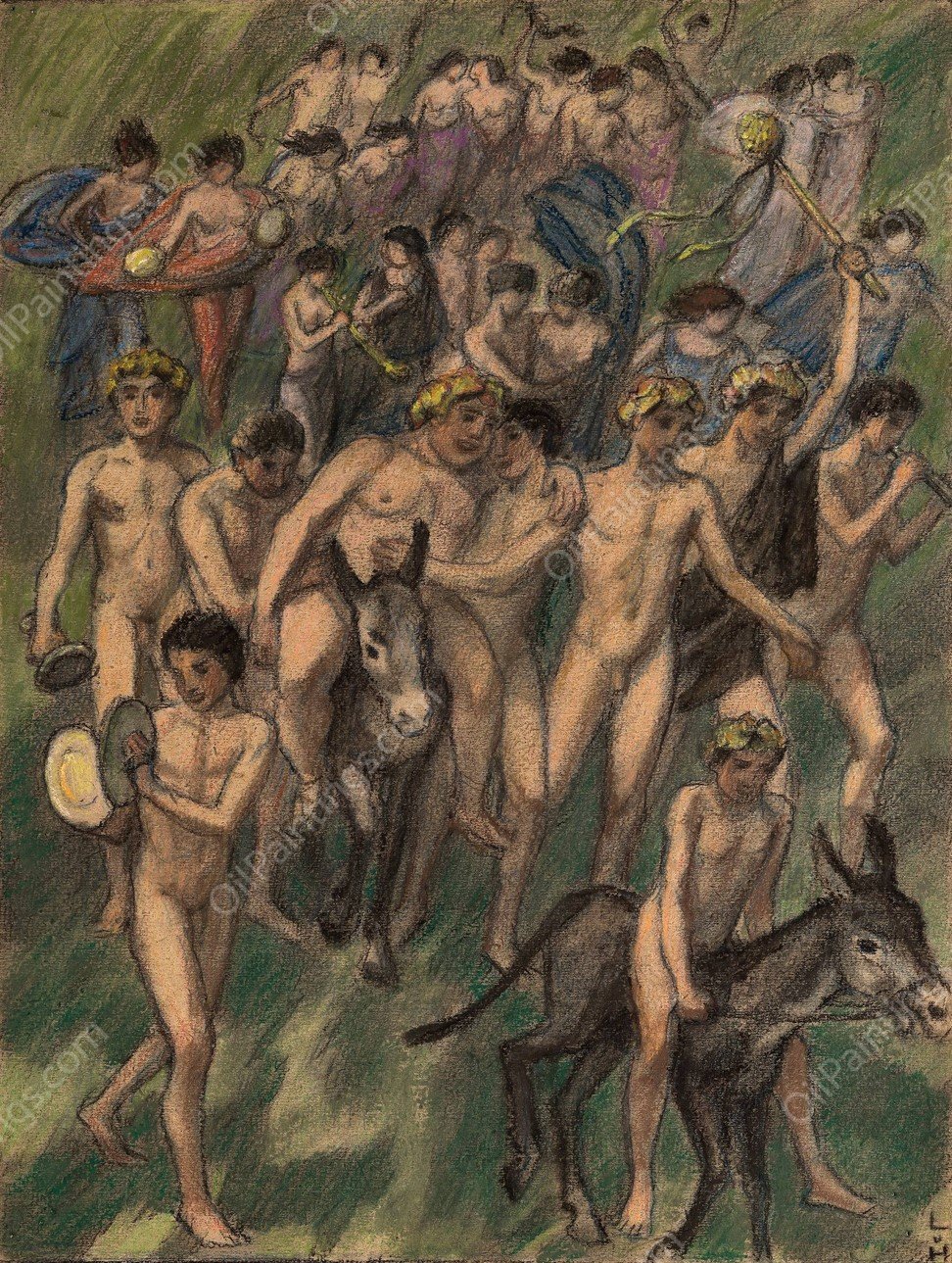 Bacchantenzug  by Ludwig Von Hofmann - Hand-Painted Oil Painting Reproduction
