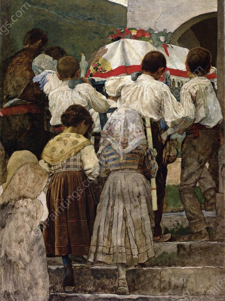 A Child's Funeralnbsp;(also known as Il Funerale di un Bambino) by Luigi Nono - Hand-Painted Oil Painting Reproduction