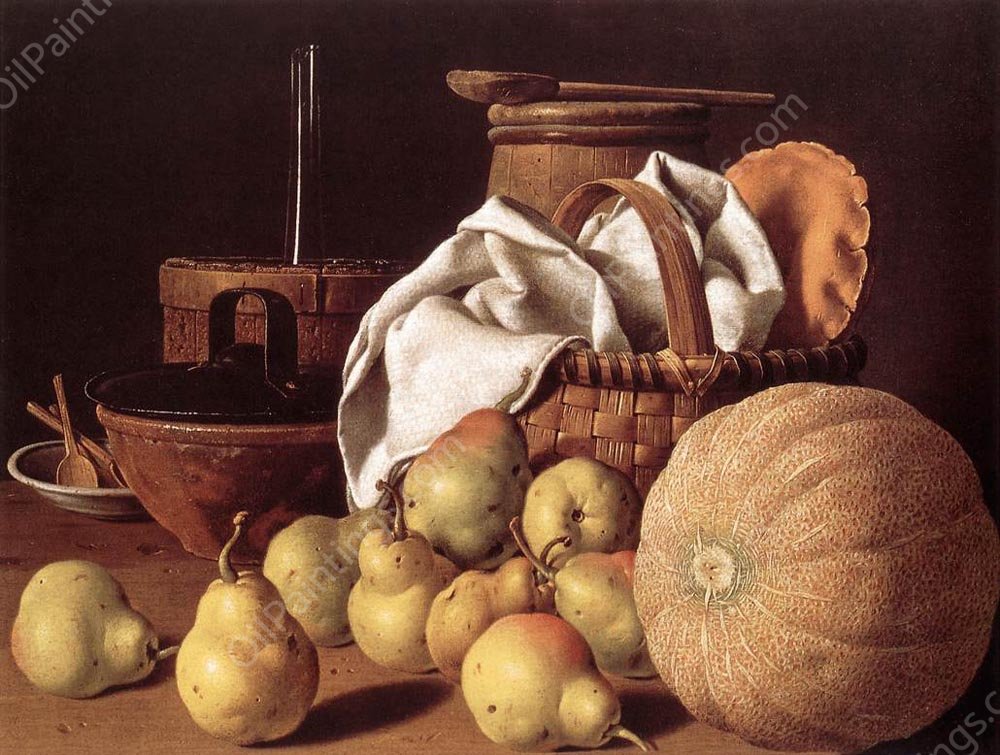 Still-Life with Melon and Pears by Luis Melendez - Hand-Painted Oil Painting Reproduction