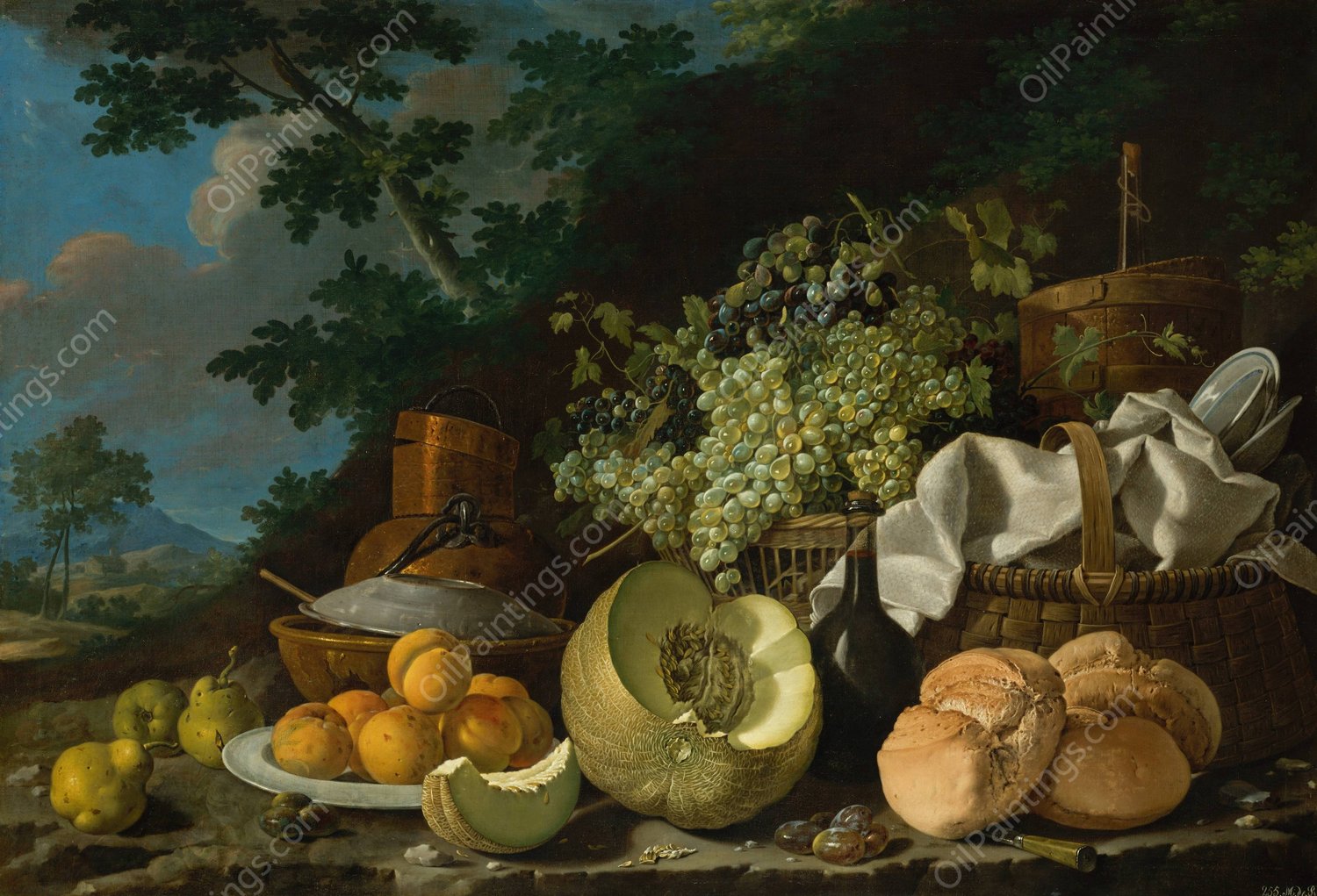 The Afternoon Meal  by Luis Melendez - Hand-Painted Oil Painting Reproduction