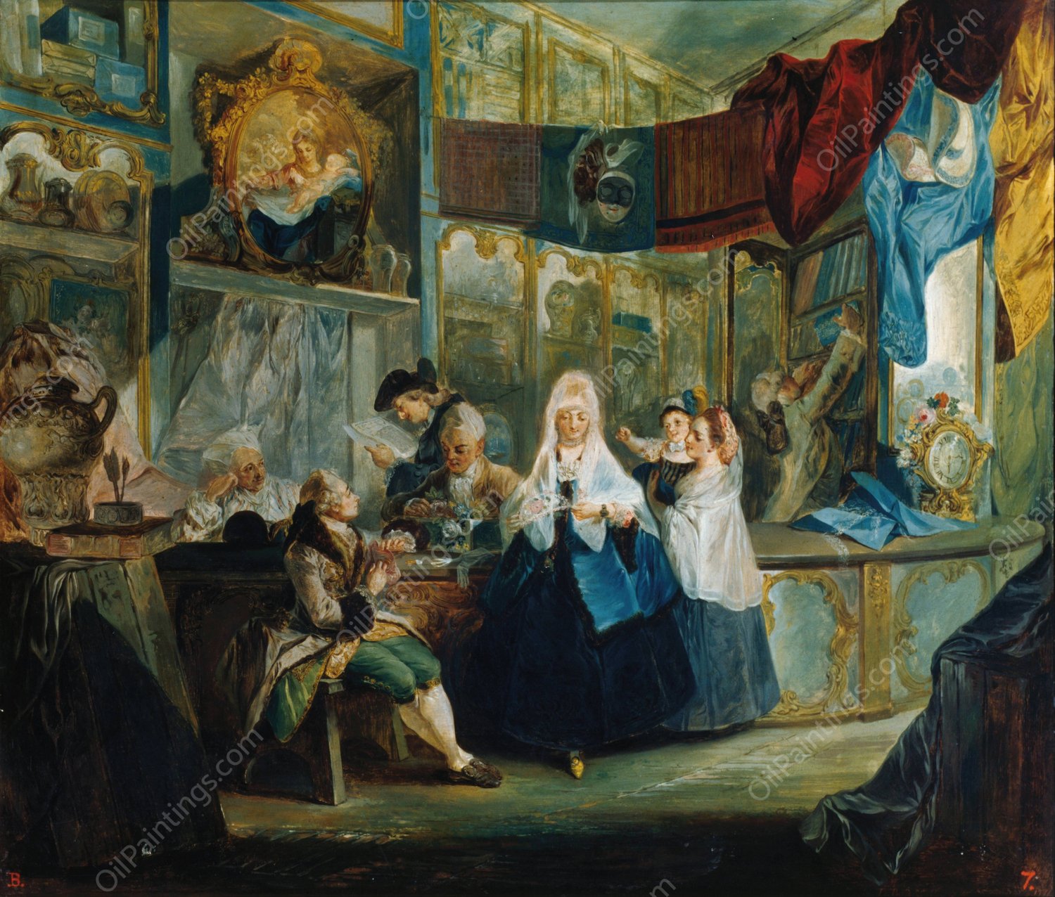 The Shop of anticuarian Geniani  by Luis Paret y Alcazar - Hand-Painted Oil Painting Reproduction