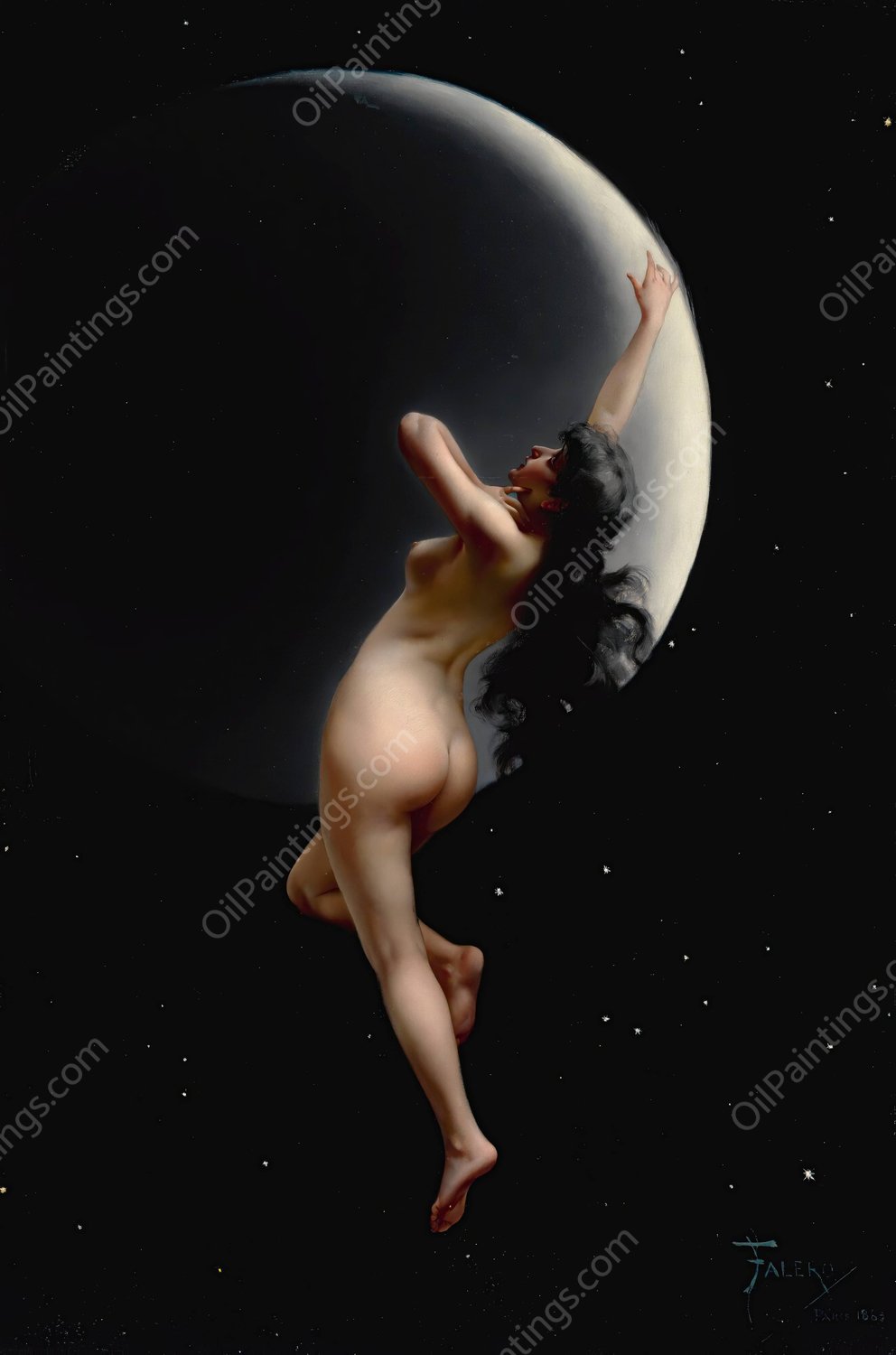 Night  by Luis Ricardo Falero - Hand-Painted Oil Painting Reproduction
