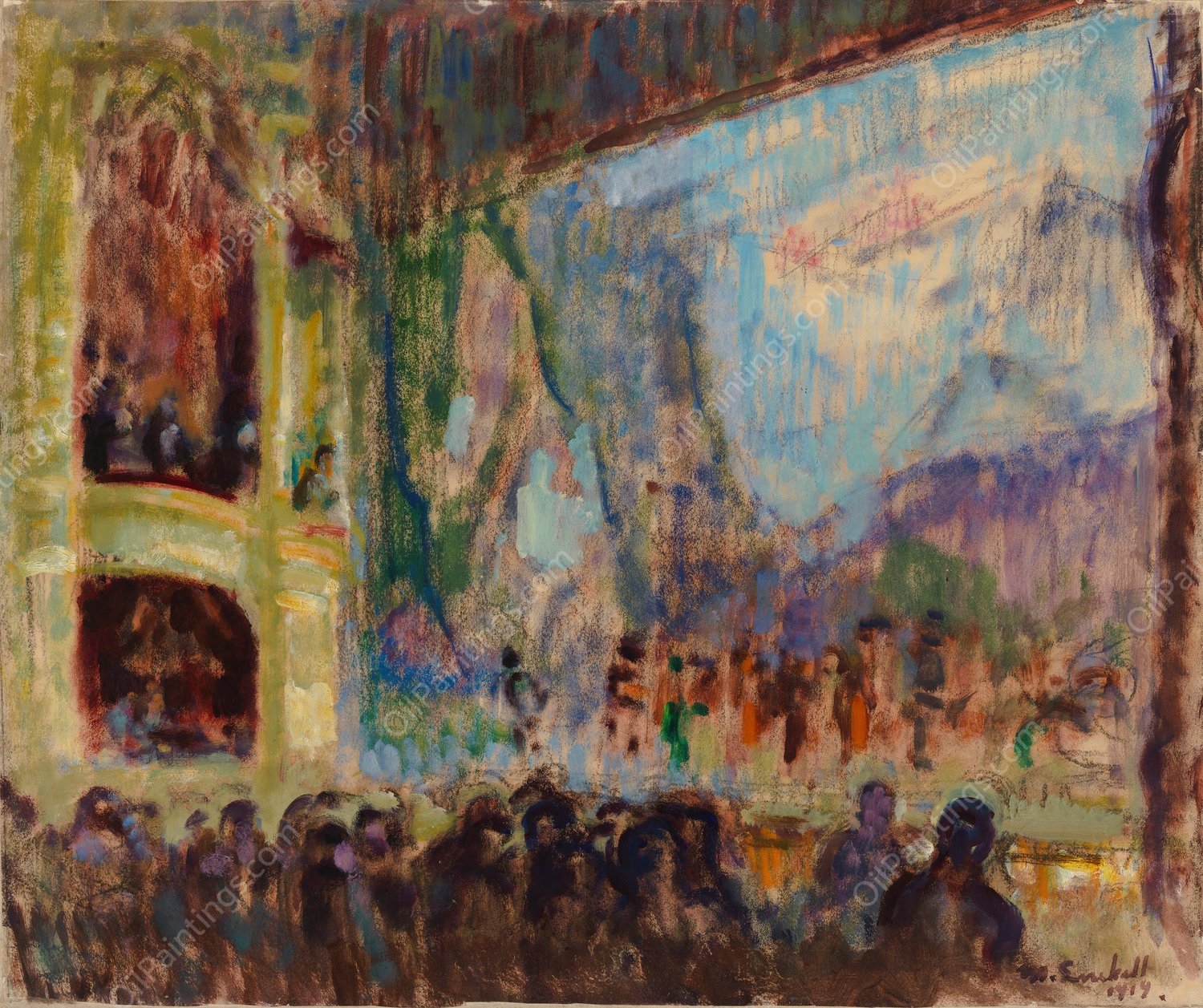 Interior View of the Finnish Opera  by Magnus Enckell - Hand-Painted Oil Painting Reproduction