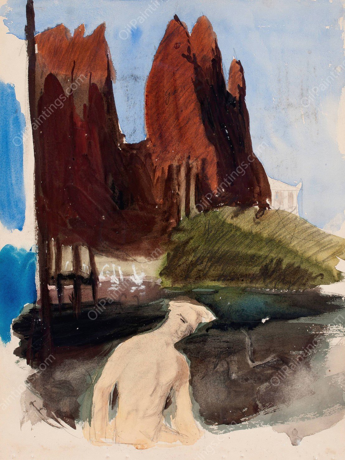 Luonnos maalaukseen Fantasia 1895  by Magnus Enckell - Hand-Painted Oil Painting Reproduction