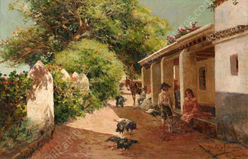 Patio at La Jara by Manuel Garcia y Rodriguez - Hand-Painted Oil Painting Reproduction