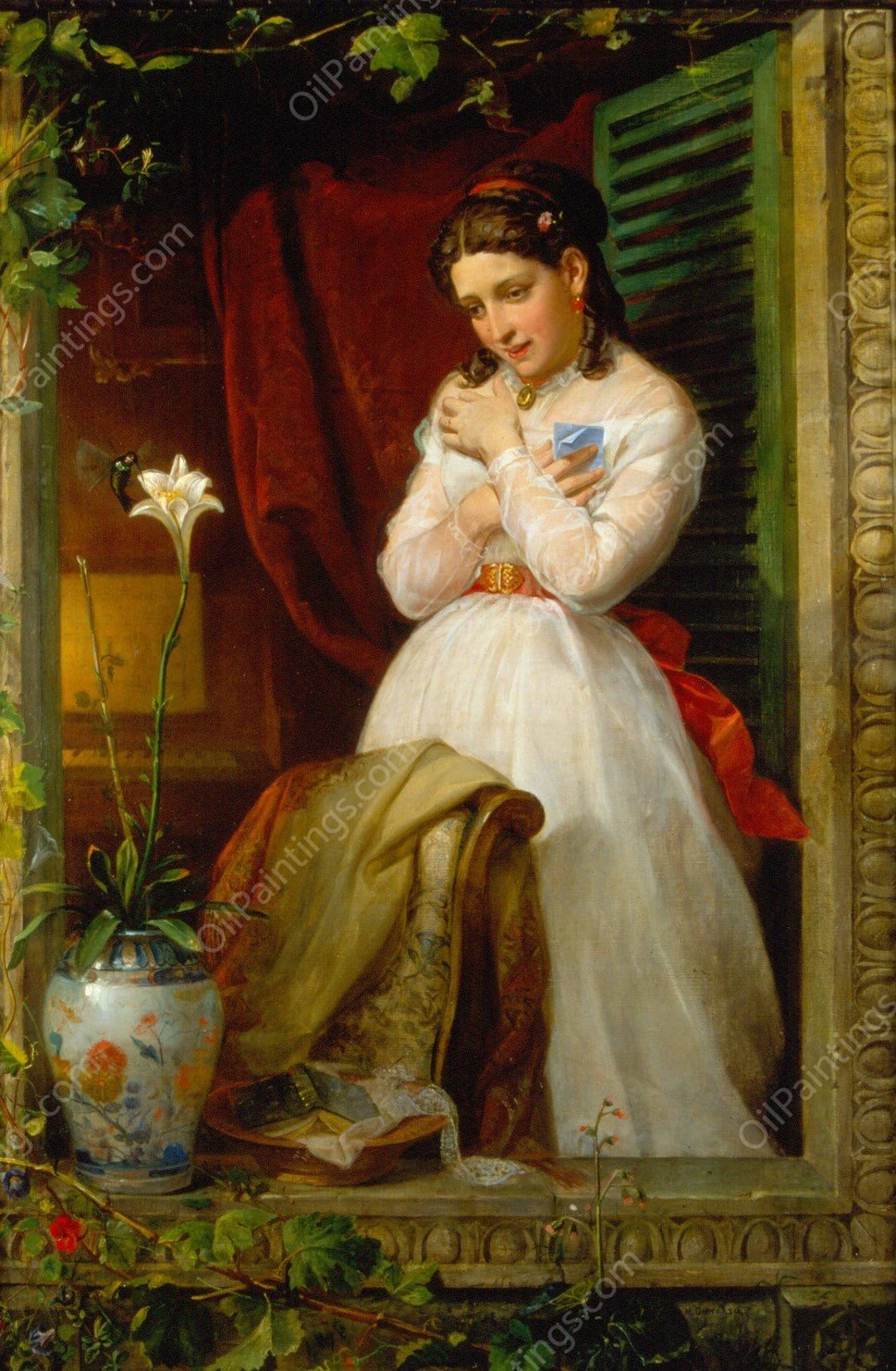 The Love of the Humming Bird  by Manuel Ocaranza - Hand-Painted Oil Painting Reproduction