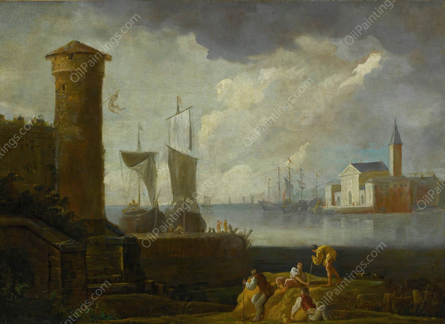 A Capriccio View Of San Giorgio Maggiore, Venice by Marco Ricci - Hand-Painted Oil Painting Reproduction