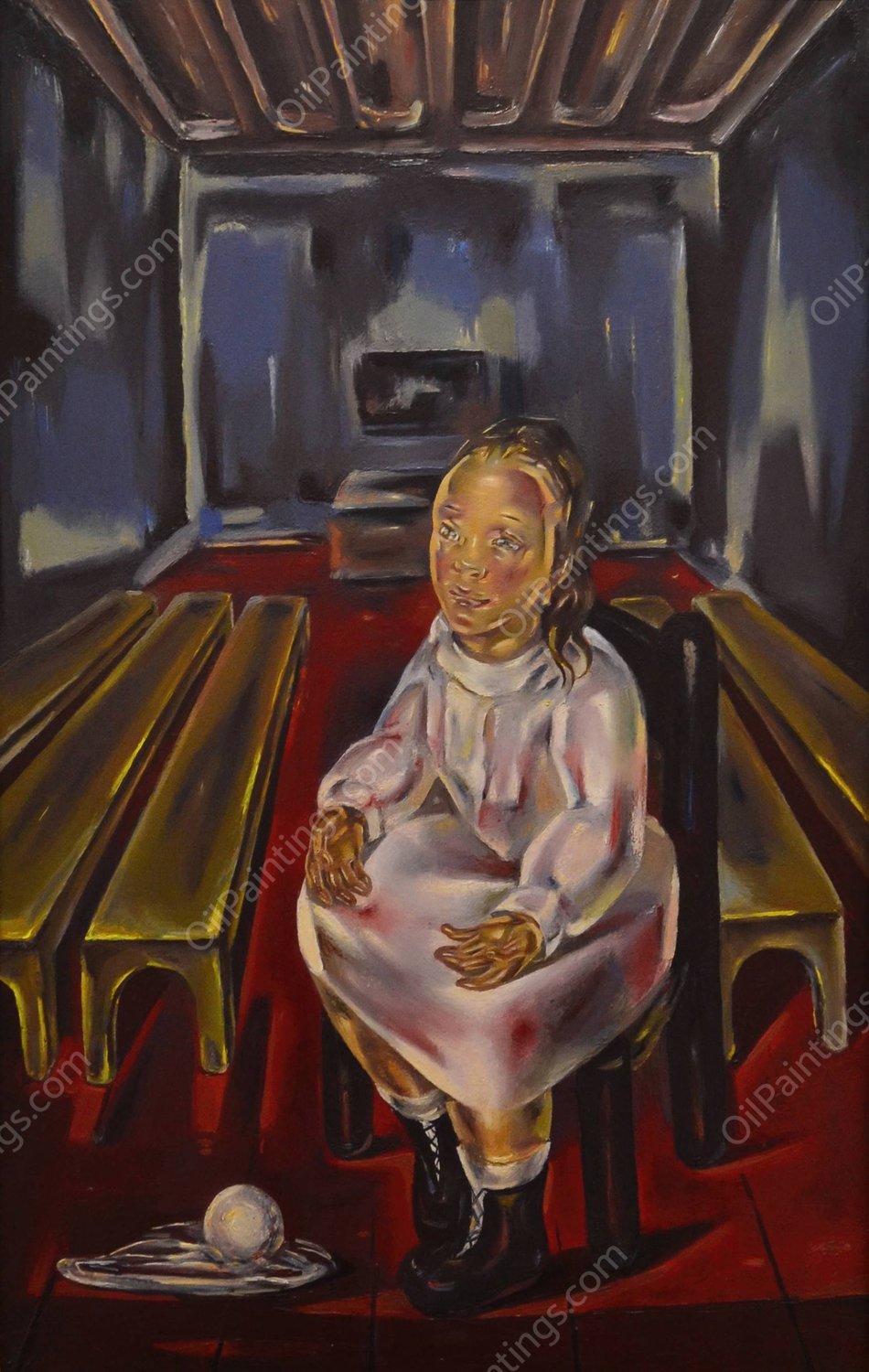 Fillette assise  by Maria Blanchard - Hand-Painted Oil Painting Reproduction