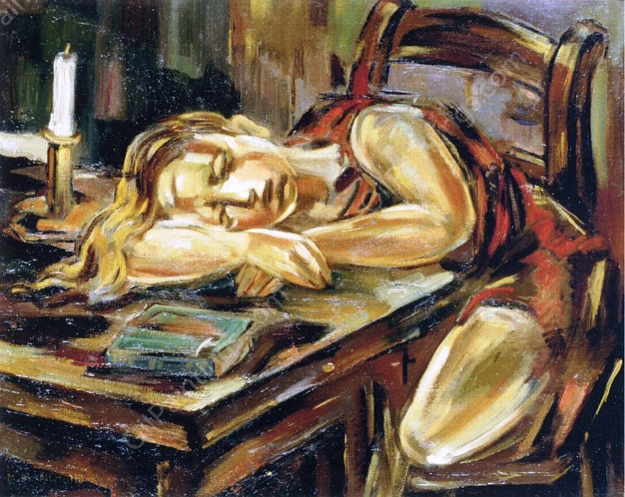 Sleeping Girl by Maria Blanchard - Hand-Painted Oil Painting Reproduction