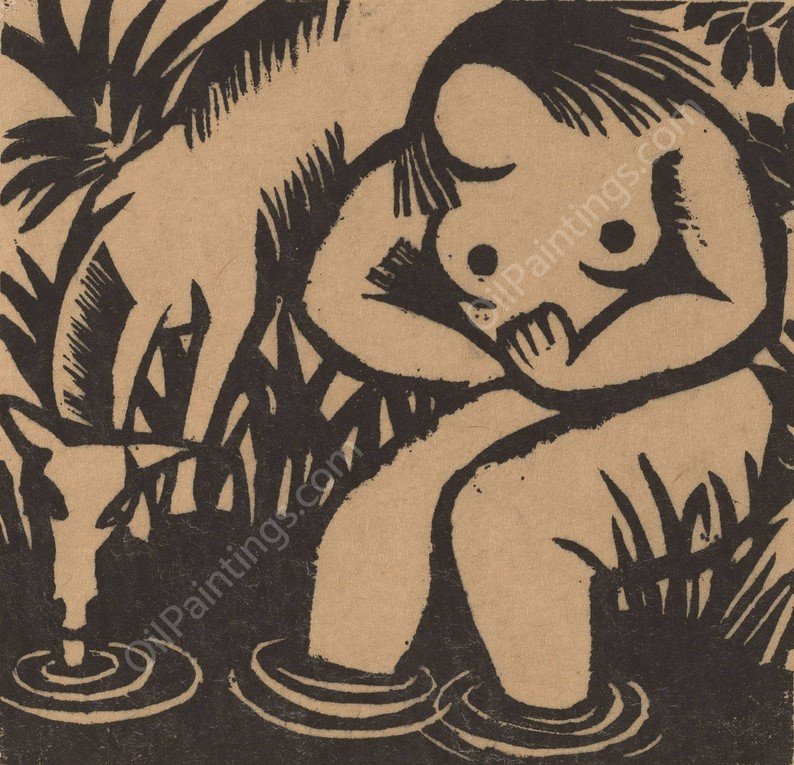 Woman at the Water  by Maria Uhden - Hand-Painted Oil Painting Reproduction